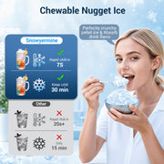 Snowyermine Countertop Nugget Ice Maker, 44 lbs Daily Output, Self-Cleaning, Touch Controls, Black Stainless Steel, HMSS06N1A007