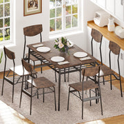 Ktaxon Dining Table Set with Storage Racks, Burnt Brown, 6-Piece Modern Design