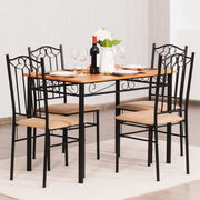 Costway HW52163 5-Piece Dining Set Wood Metal Table and 4 Chairs