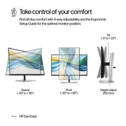 HP Series 5 Pro 524pu 23.8in IPS LCD Monitor, Full HD 1920x1080, 100Hz Refresh Rate, 5ms Response Time, USB-C with 100W Power Delivery, Black and Silver