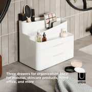 Umbra Glam Large Stackable Makeup Organizer with Removable Dividers, White, 10.5x7.25x9.75 in, 1019198-910
