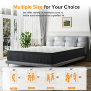 Babo Care MH12-12K King Mattress, 12 Inch Cooling-Gel Memory Foam and Individually Pocket Innerspring Hybrid Mattress