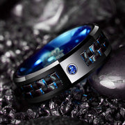 Brilliance Fine Jewelry T047R6 Tungsten Carbide Wedding Bands Comfort Fit, Black and Blue