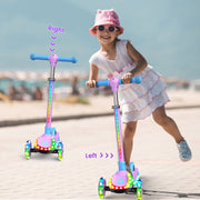 Kidscoter Kids 3 Wheel Scooter with LED Lights, Adjustable Height, Foldable Frame, Rear Brake, Purple, 130lb Capacity KDSCT-LEDP