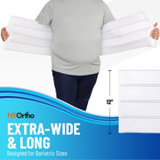NYOrtho Bariatric Abdominal Binder, Plus-Size Adjustable Post-Surgery Compression Garment, 12 in Wide, Fits 30-45 in Waist, 108375
