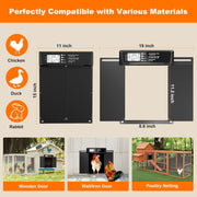 Pet Deluxe Extra Large Automatic Chicken Coop Door, Solar Powered, Anti-Pinch Horizontal Dual-Door, Weatherproof Aluminum, Timer, Light Sensor, Remote Control, SWM-01266