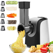 Adnoom Electric Cheese Grater 5-in-1 Professional Vegetable Slicer with 150W Motor, One-Touch Control, Black, BH6616
