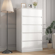 IDEALSOUL 5 Drawer Dresser, White Tall Chest of Drawers, Wood Storage Cabinet for Bedroom, Living Room, Hallway, Entryway