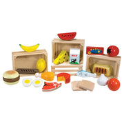 Melissa & Doug Food Groups - 21 Hand-Painted Woodenpc and 4 Crates