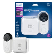 Philips DES6572WB/37 Wireless Security Doorbell Chime Kit, Decoy Doorbell Camera, Motion-Activated Light, 150' Range, White