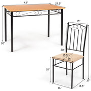 Costway HW52163 5-Piece Dining Set Wood Metal Table and 4 Chairs