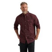 Wrangler Riggs Workwear Technical All-Season Long-Sleeve Button-Down Shirt for Men - Burgundy Plaid - 3XL