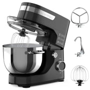 whall Stand Mixer - 5.5Qt 12-Speed Tilt-Head Electric Kitchen Mixer with Dough Hook/Wire Whip/Beater, Stainless Steel Bowl (Black)