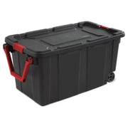 Sterilite 14699002 40 Gallon Wheeled Plastic Storage Tote, Black