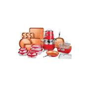Gotham Steel Cookware And Food Storage Set, Red/Brown (32 Pcs) - Material: Aluminum