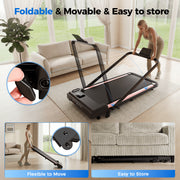 TASKBAY Folding Electric Treadmill with Handles, Portable, 300 lb Capacity, Foldable Design with Wheels