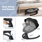 Bioby BB006H Infant Swing Rocker with Remote Control, 5 Sway Speeds, Bluetooth Music, Black