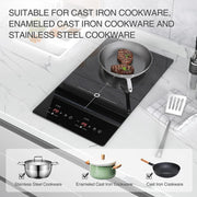 VBGK Double Induction Cooktop, 2000W, 2 Burner Electric Countertop Hot Plate, Touch Control, Timer, Child Lock, Black