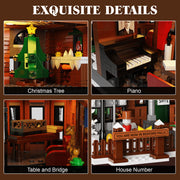 BuildingBoat Bailey House Building Blocks Kit, 1549 Pieces, Wonderful Life Christmas Theme, Brown