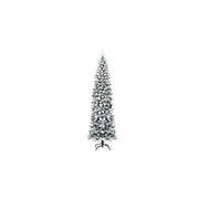 Costway 7.5Ft Unlit Hinged Snow Flocked Artificial Pencil Christmas Tree w/ 641 Tips