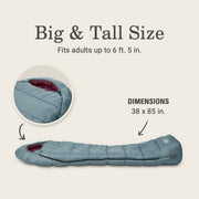 Coleman 85767103 Tidelands 50-Degree Warm Weather Mummy Big and Tall Sleeping Bag, Gray