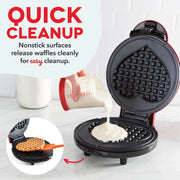 Dash Express Electric Waffle Maker, 8-Inch Heart-Shaped, Dual Nonstick Surfaces, Quick Heat-Up, Compact Red