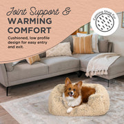 Best Friends by Sheri Lounge Shag Dog Bed, Calming Faux Fur, Taupe, Medium 30 x 20 in 70657