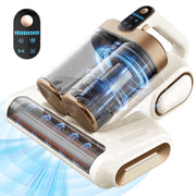 KANFUAQ Mattress Vacuum Cleaner, Cordless Handheld Vacuum with 18Kpa Suction, UV-C Light, Ultrasonic Vibration, HEPA Filtration, LED Display, White