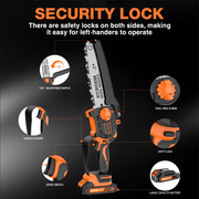 NEXPOW 8-Inch Mini Chainsaw, 24V Cordless Handheld Electric Chain Saw with 2 Batteries and Chains, Orange