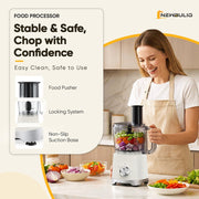 Gianna Food Processor, 10.5 Cup Capacity, 600W Motor, 5 Stainless Steel Blades, 3 Modes, White