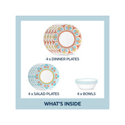 Corelle Global Collection Terracotta Dreams 12-pc. Glass Dinnerware Set White Base