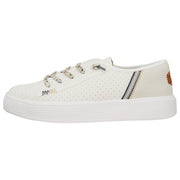 HEYDUDE Cody Perf Leather Casual Sneakers for Ladies - White - 9M