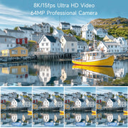 XLURC W05-1-8K Digital Camera for Photography 8K Vlogging Camera for Youtube Dual-Lens 16X, Blsck