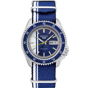 Seiko SRPK69 5 Sports 42.5 mm Blue Dial Men's Watch, White, Blue