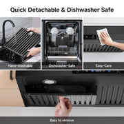 Aobosi Under Cabinet Range Hood, 30 Inch, 750 CFM, Stainless Steel, Black, Touch Remote Gesture Control, 3 Speed Exhaust Fan, LED Lighting, LF0176C1-BK