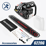 Garwinner 6220G Gas Chainsaw 20 inch 6220G 62CC 2-Stroke Cordless Chainsaw for Farm/Garden/Ranch/Wood Black
