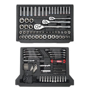 Hyper Tough 8UJ0112S 170-Piece Mechanics Tool Set, 1/4, 3/8, 1/2-Inch Drive, SAE and Metric, Chrome Vanadium, Red and Black