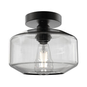 Better Homes & Gardens BHS336179061017  Semi Flush Ceiling Light, Matte Black Finish, Clear Glass Shade, 12 in, Dimmable LED Bulb Included