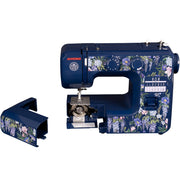 Janome Wisteria Promenade Mechanical Sewing Machine, 15 Built-In Stitches, Adjustable Stitch Length and Zigzag Width, Front-Loading Bobbin, Indigo, 001WISTERIA