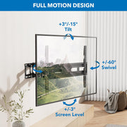 Mount-It! MI-4112 Full Motion TV Wall Mount with Heavy Duty Dual Arms, 14
