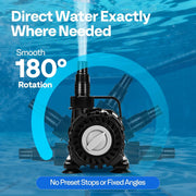 SPECSTAR 150W Submersible Pond Pump, Stepless Adjustable Flow 900-2400 GPH, 18ft Max Lift, 180 Rotatable Nozzle, Filter Bag