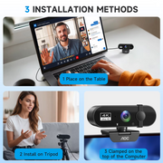 AOC 4K Webcam for PC, High Resolution CMOS Color Sensor, USB Connectivity with Adapter, Black, 17781607120