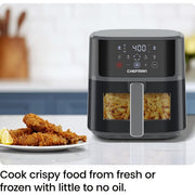 Chefman RJ38-6TW-GREY TurboFry Touch 6-QT Easy-View Air Fryer w/ 4 Cooking Presets, Gray