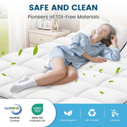 Vccoem Queen Mattress Topper, 4-Inch Dual Layer Memory Foam with Cooling Gel, Plush Pillow Top, Anti-Slip Deep Pocket, Washable Cover, B103-010