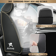 Laonnvir Car Seat Cover Full Set Waterproof Faux Leather Black Universal Fit for Toyota RAV4 2013-2026 SC-JX009-BLK+SH-RAV45