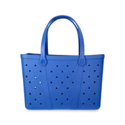 Time and Tru Women's Waterproof EVA Beach Tote Bag, Blue Morph, Large, Lightweight, Perforated Design
