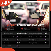 A-Premium Passenger Side Power Door Mirror, Heated Glass, Manual Folding, Turn Signal, Blind Spot Detection, Black, Compatible with Toyota Camry 2018-2024, TO1321368