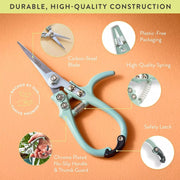 Modern Sprout Pruning Shears for Gardening, Herb Snips, Flower Cutting Scissors - Rust Resistant