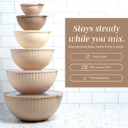 Cook With Color 12-Piece Mixing Bowl Set, Durable BPA-Free Plastic, Non-Slip Silicone Base, Taupe - Durable & Safe
