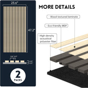 INTIGE Wood Slat Wall Panel, 2 Pcs, Soundproof 3D Wood Slat Decorative Wall Panels, 48 x 24.5 in, Oak